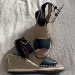 Tommy Hilfiger - Black Leather Upper Espadrilles Wedge Sandal